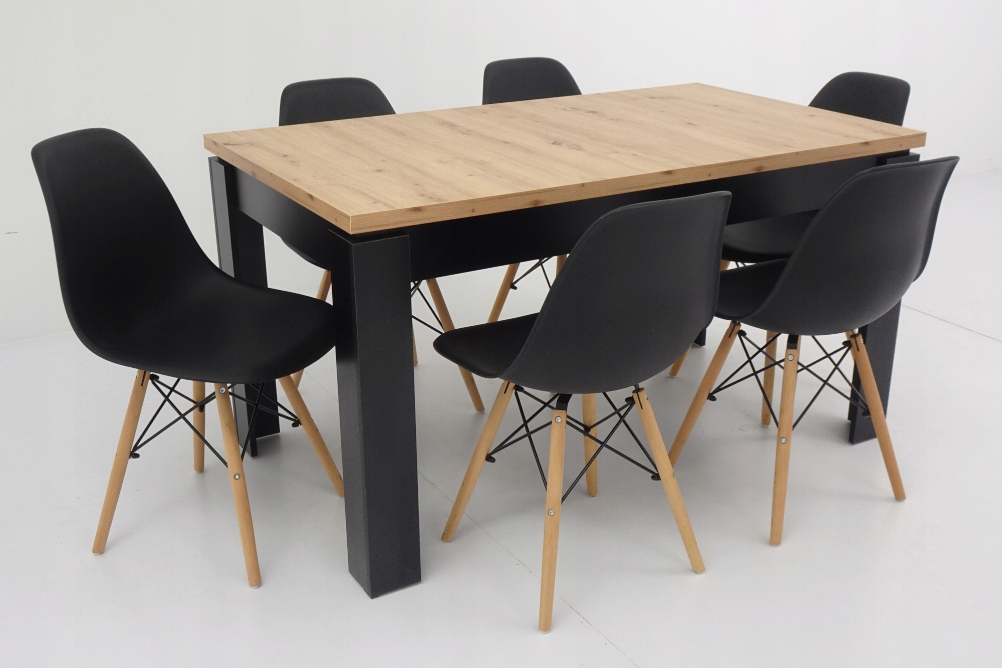 Zestaw 6 krzeseł i stół 80x140/180 cm BLAT ARTISAN Szerokość stołu 80 cm