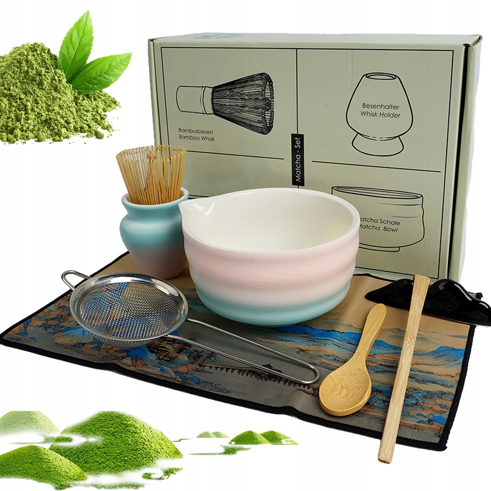 Levně Dárková Sada Na Čaj Matcha Přírodní Keramický Bambus