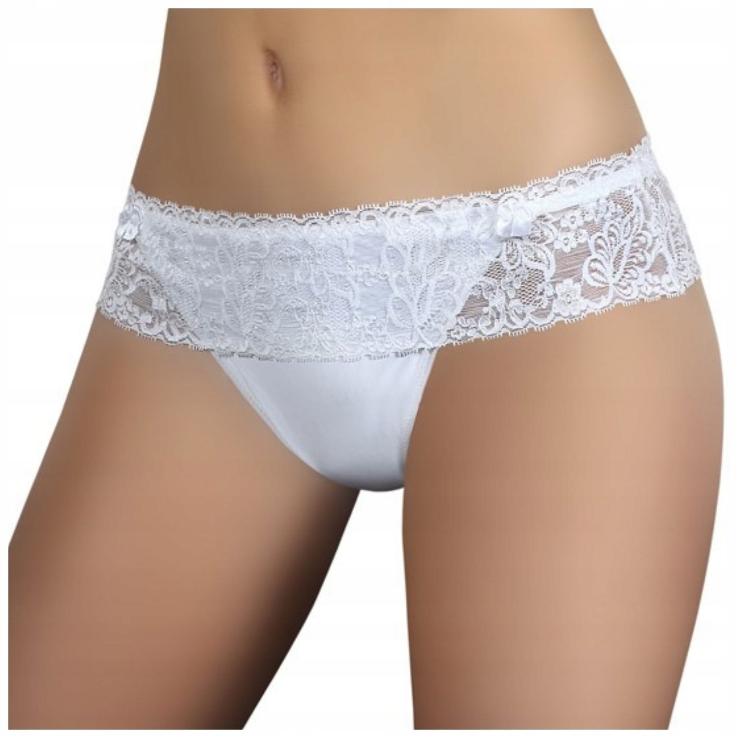 

Majtki Białe Stringi z koronką panty L