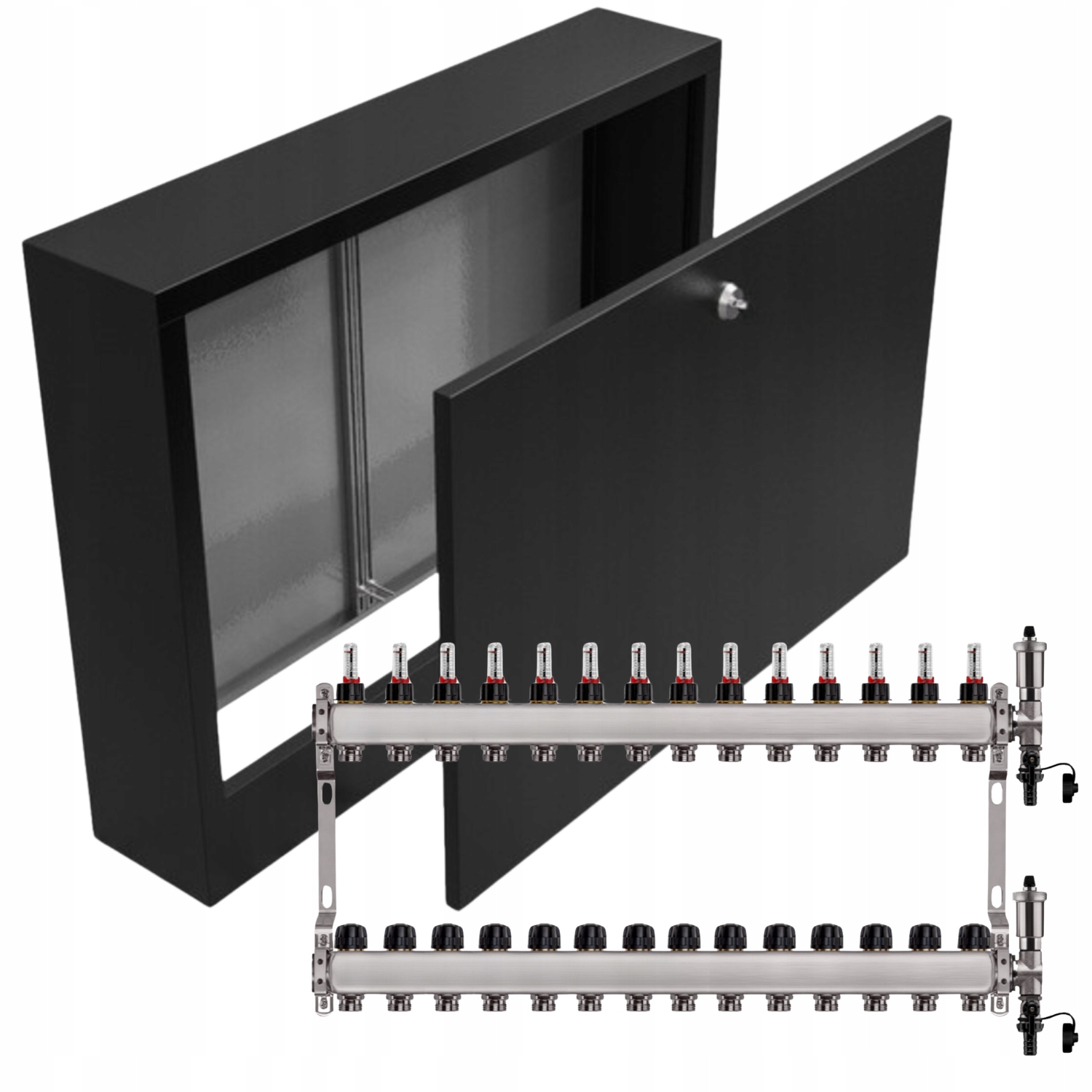 Nerezový Rozdělovač Podlahových Krytin 14+ Nástěnná Skříňka Černá
