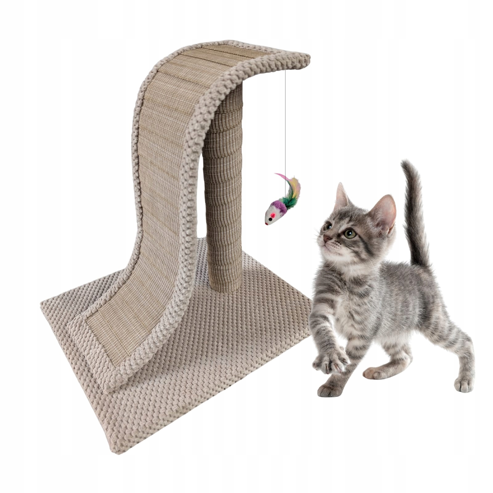 Drapak dla kota Makspol Falunia Fala zabawka myszka Beżowy