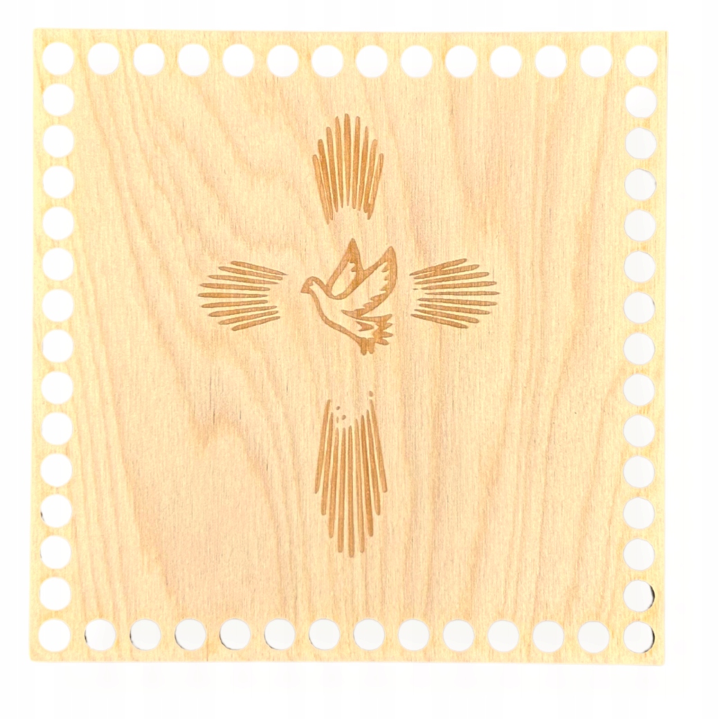 BAZA DNO KOSZYKA SPÓD KWADRAT KOMUNIA GOŁĄB MAKRAMA DECOUPAGE 17CM