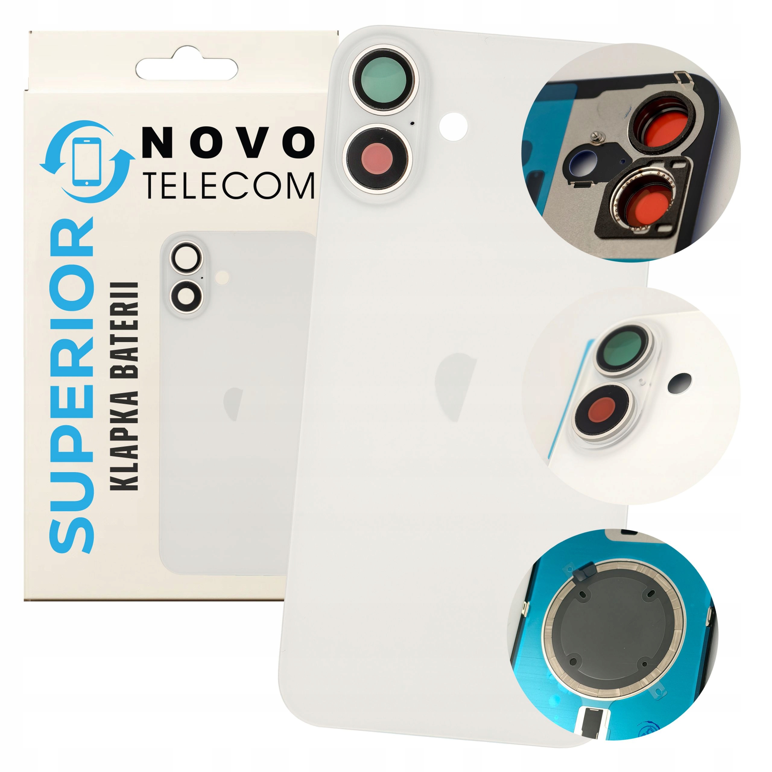 Klapka Baterii Biała do iPhone 16 Plecki Szkło Panel Tył