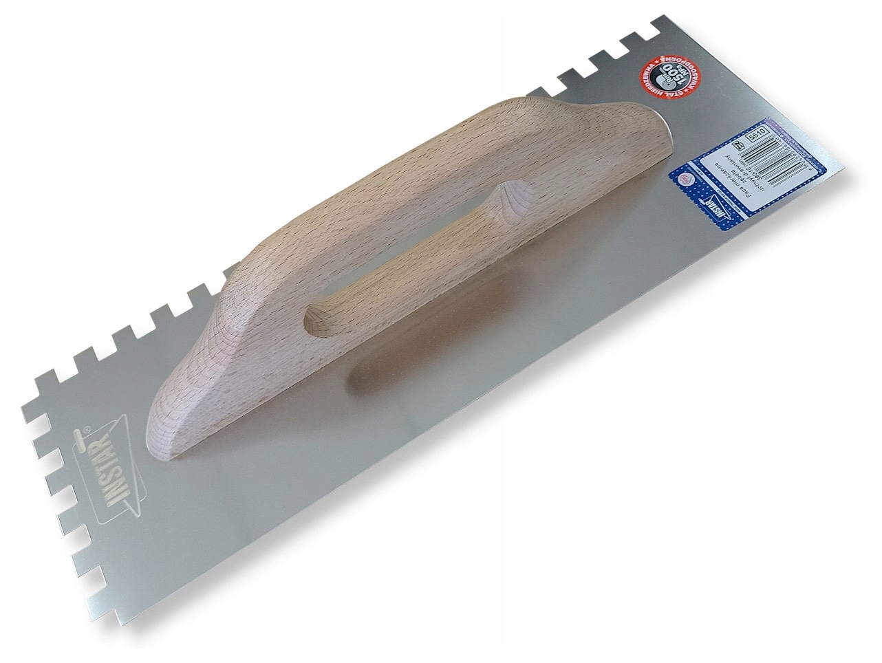 PACA NIERDZEWNA ZĘBATA 128x380 MM ZĄB 6x6 MM UCHWYT DREWNIANY INSTAR 5506 EAN (GTIN) 5906295861386