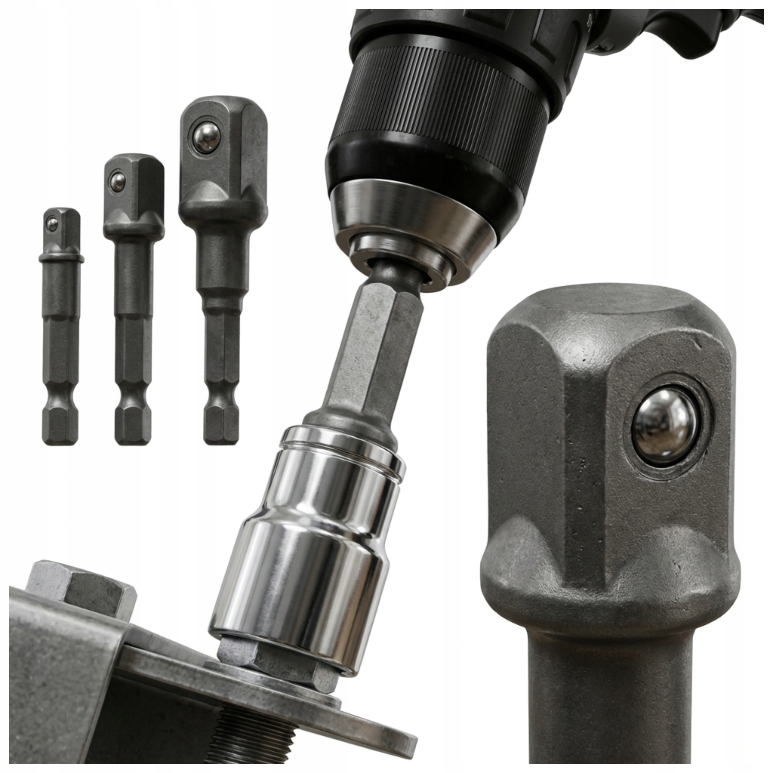 Zestaw Adapterów Do Nasadek przejściówki 3 szt Hex 1/4 3/8 1/2 wkrętarka