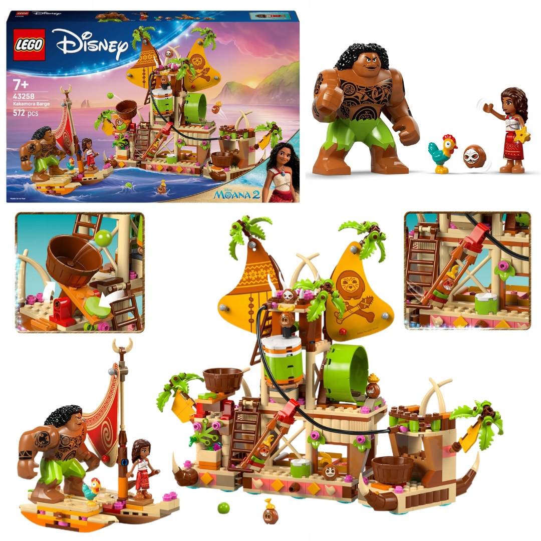 Lego Disney 43258 Barka Kakamorů Loď Tyrolka Katapult Kokosy