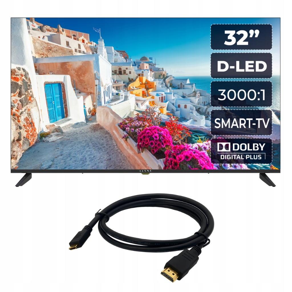 Led televize Kiano 32" Elegance Hd Ready černá Hdmi kabel