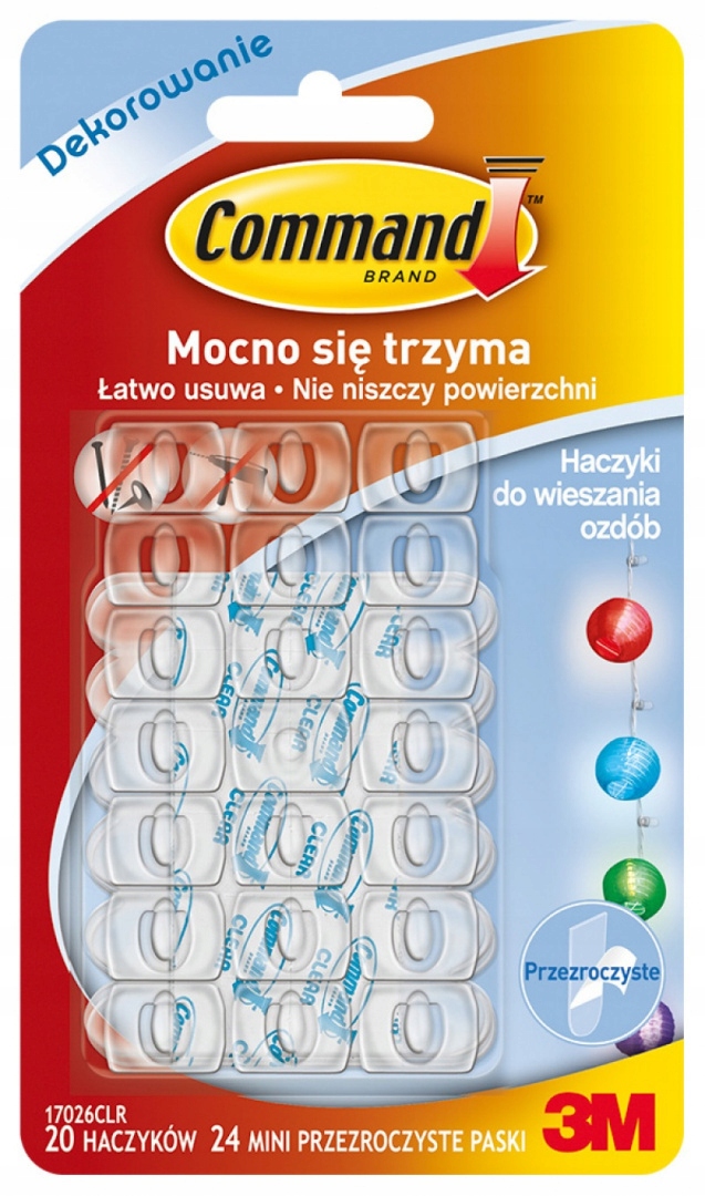 

3M Command Haczyki 20szt Plastikowe 17026clr..
