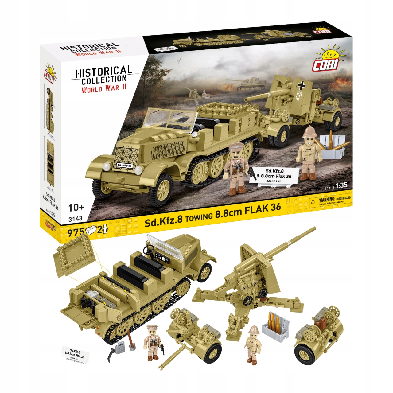 Klocki Cobi 3143 Armata przeciwlotnicza Sd.Kfz. 8.8 Cm Flak36 975 el.