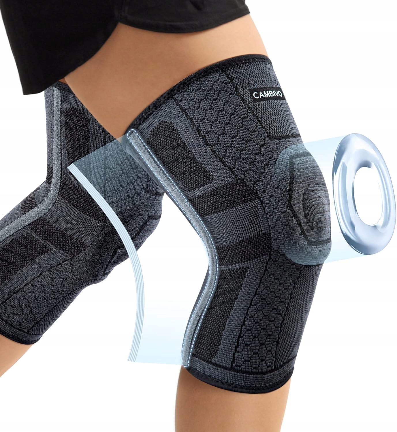Cambivo 2-częściowy stabilizator kolana na artrozę XXL A571