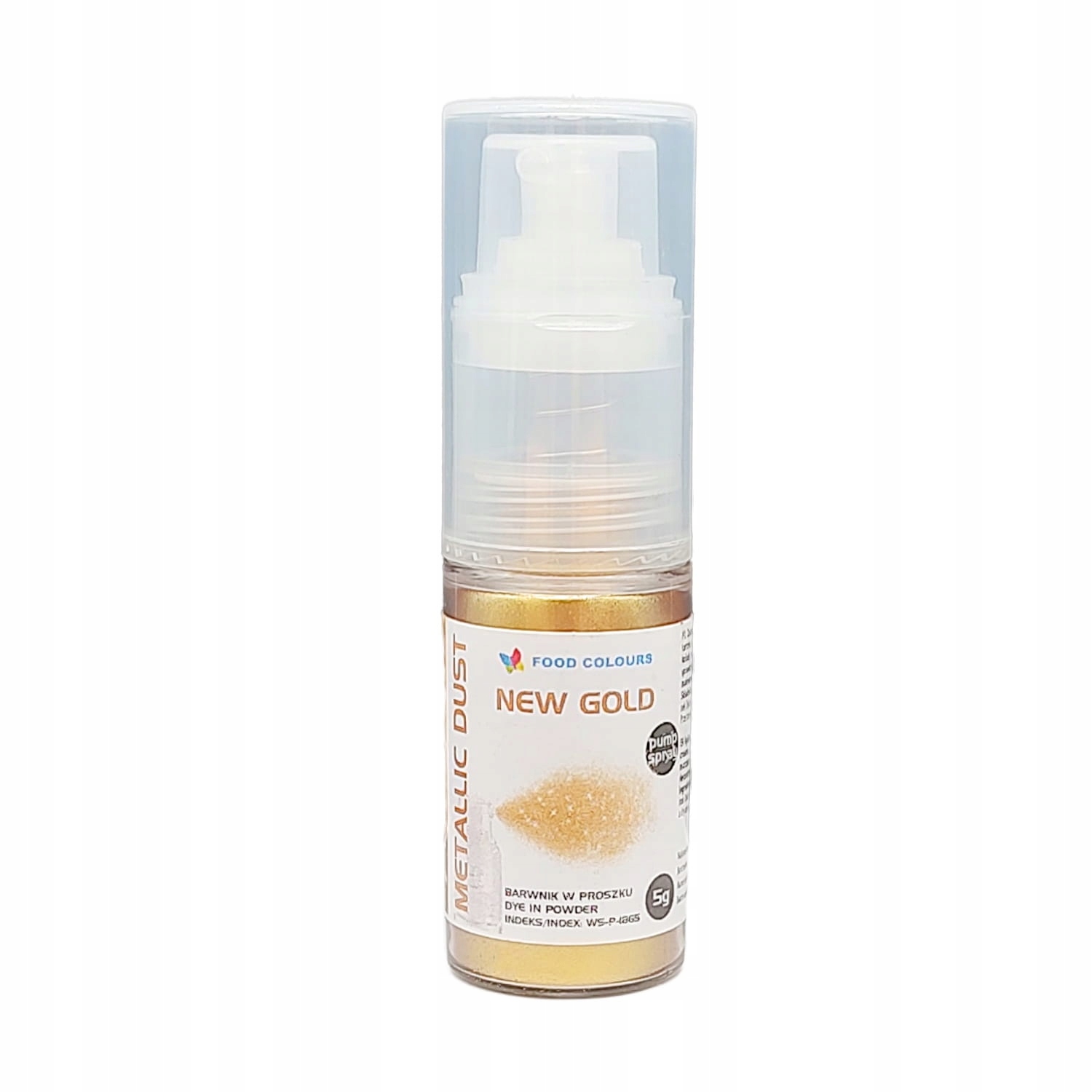 Pyłek z pompką spray brokat jadalny Food Colours NEW GOLD 5G BEZ E171