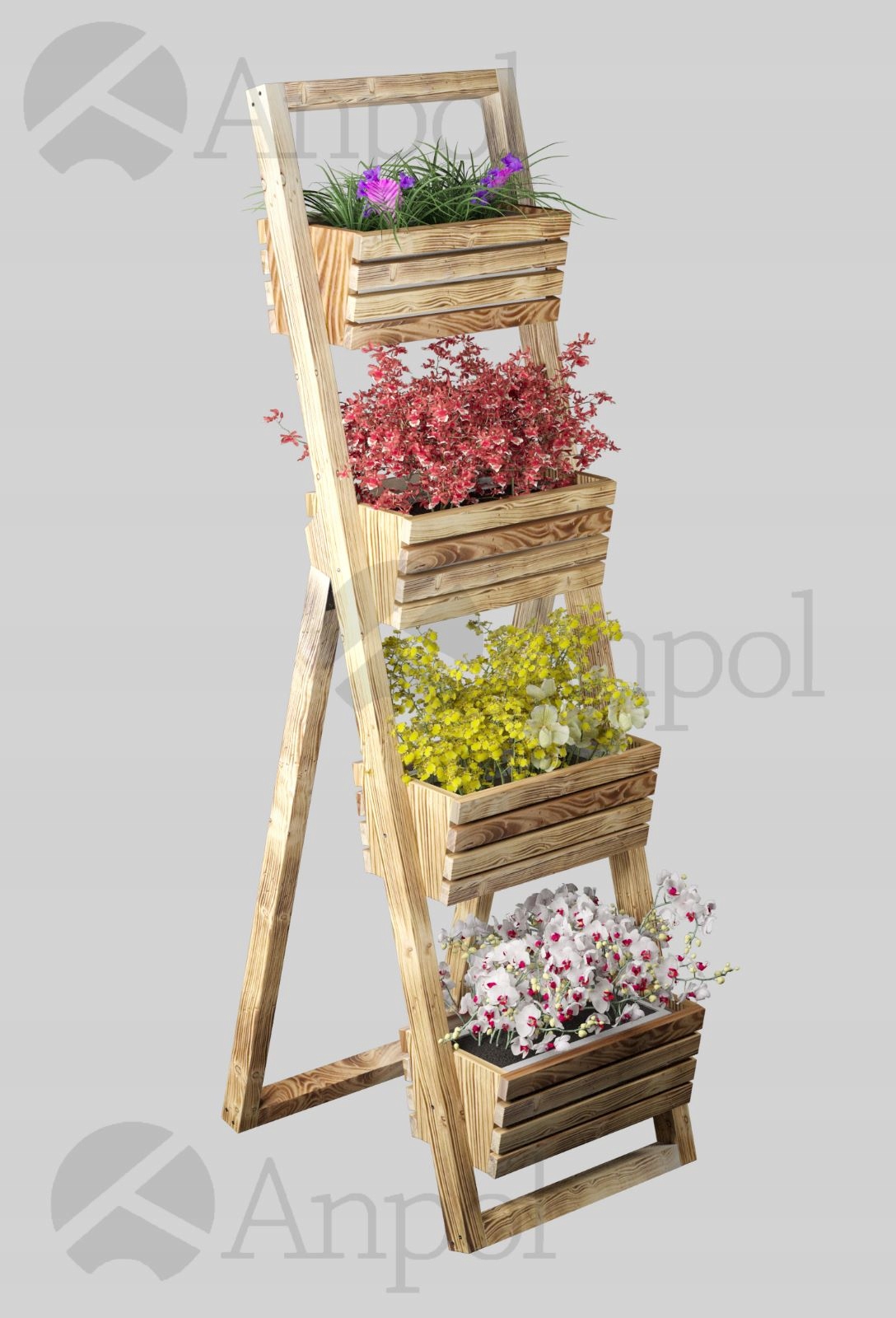 

Opalany kwietnik drewniany stojak na kwiaty 140cm