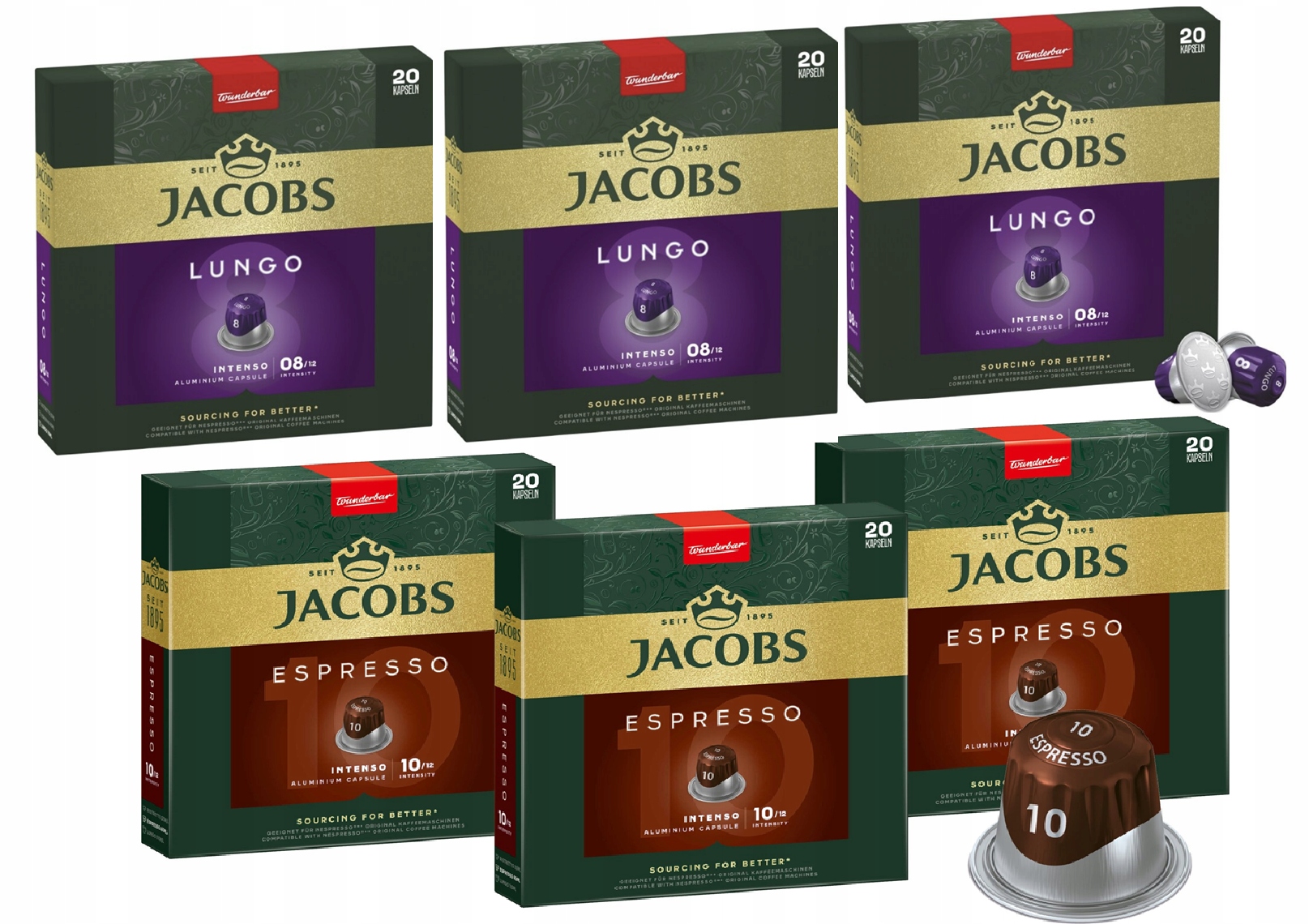 Kapsułki do Nespresso Jacobs Espresso Intenso i Lungo 120 szt.