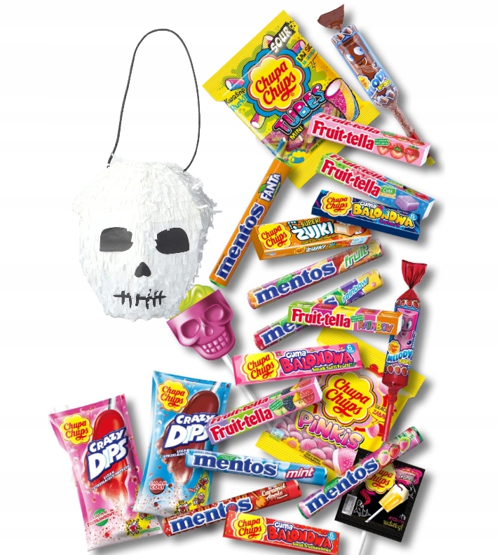 Chupa Chups Fruittella Mentos Piniata Czaszka słodycze do 1kg