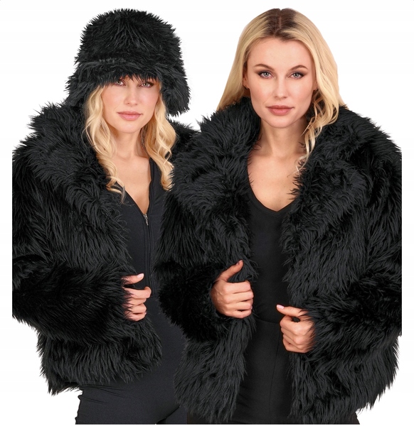 Kožešina Dámské Černé Plyšové Kožíšek Převlek Na Karneval S/m