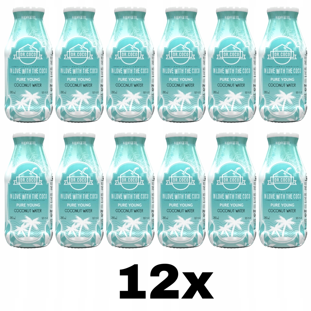 Dr. Coco Woda Kokosowa bez cukru, w szklanej butelce, V-Label (280ml)