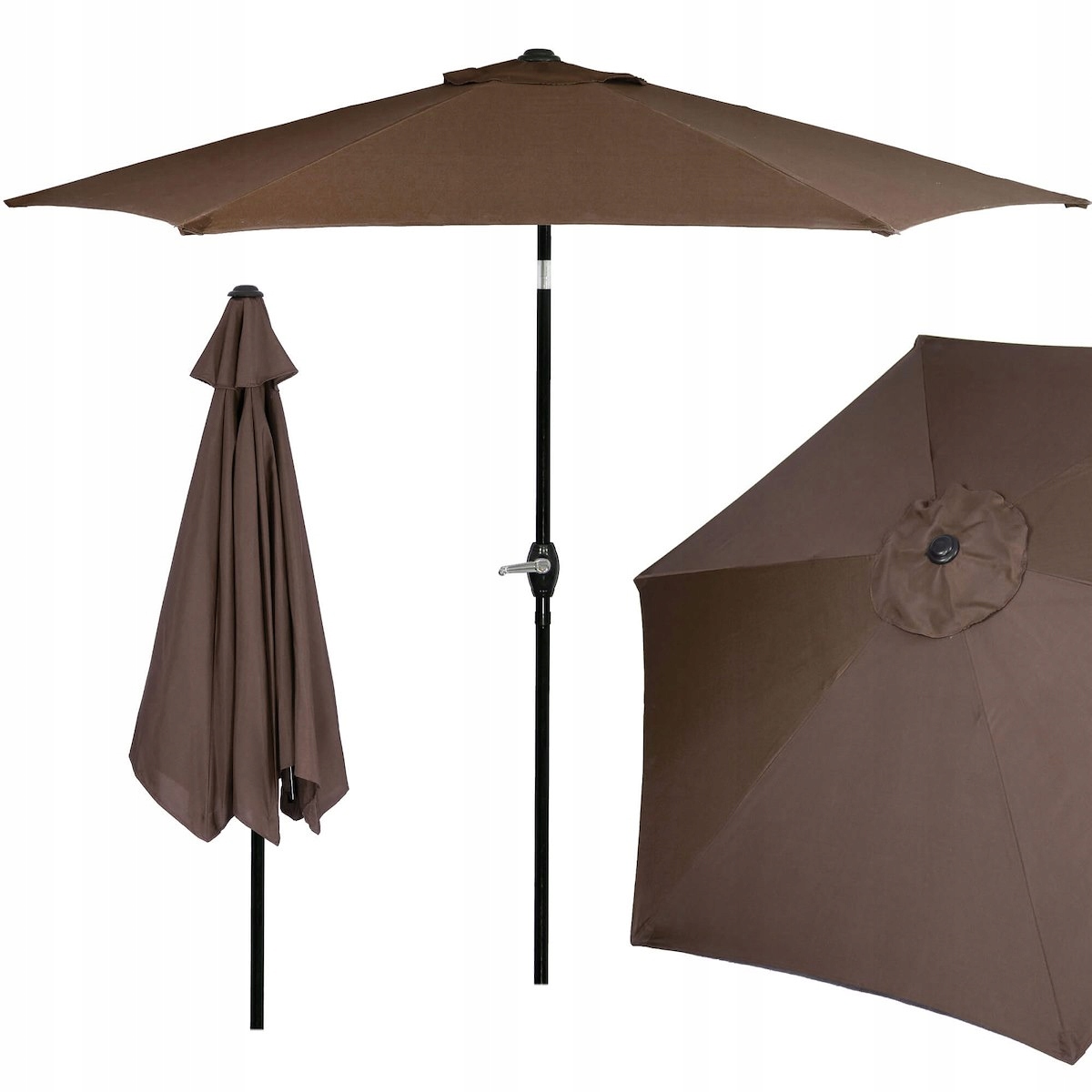 

Duży Parasol Ogrodowy 260cm Składany Solidny Brąz