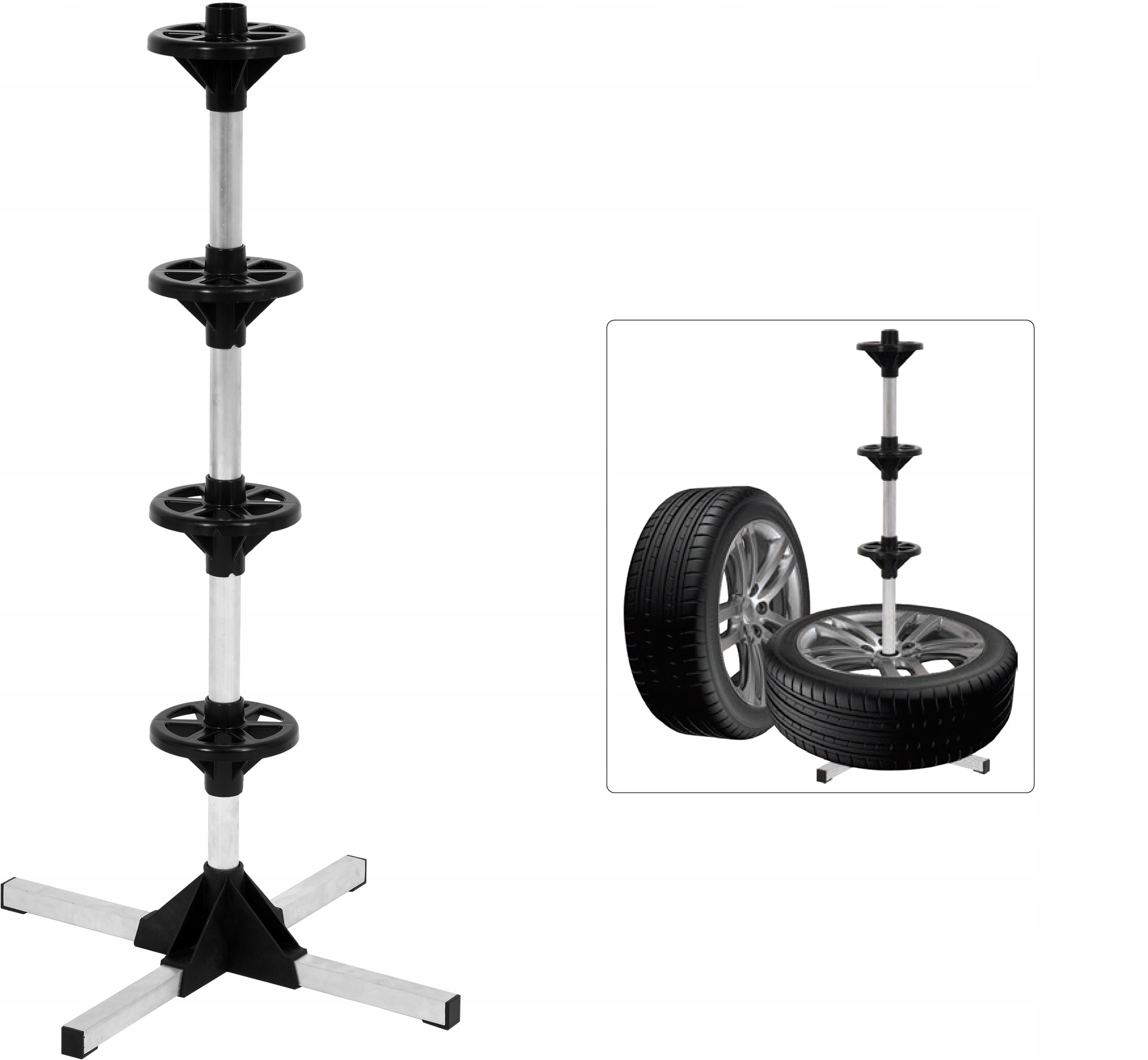 STOJAK WIESZAK NA KOLA FELGI YT 55690 YATO Waga produktu z opakowaniem jednostkowym 1 kg