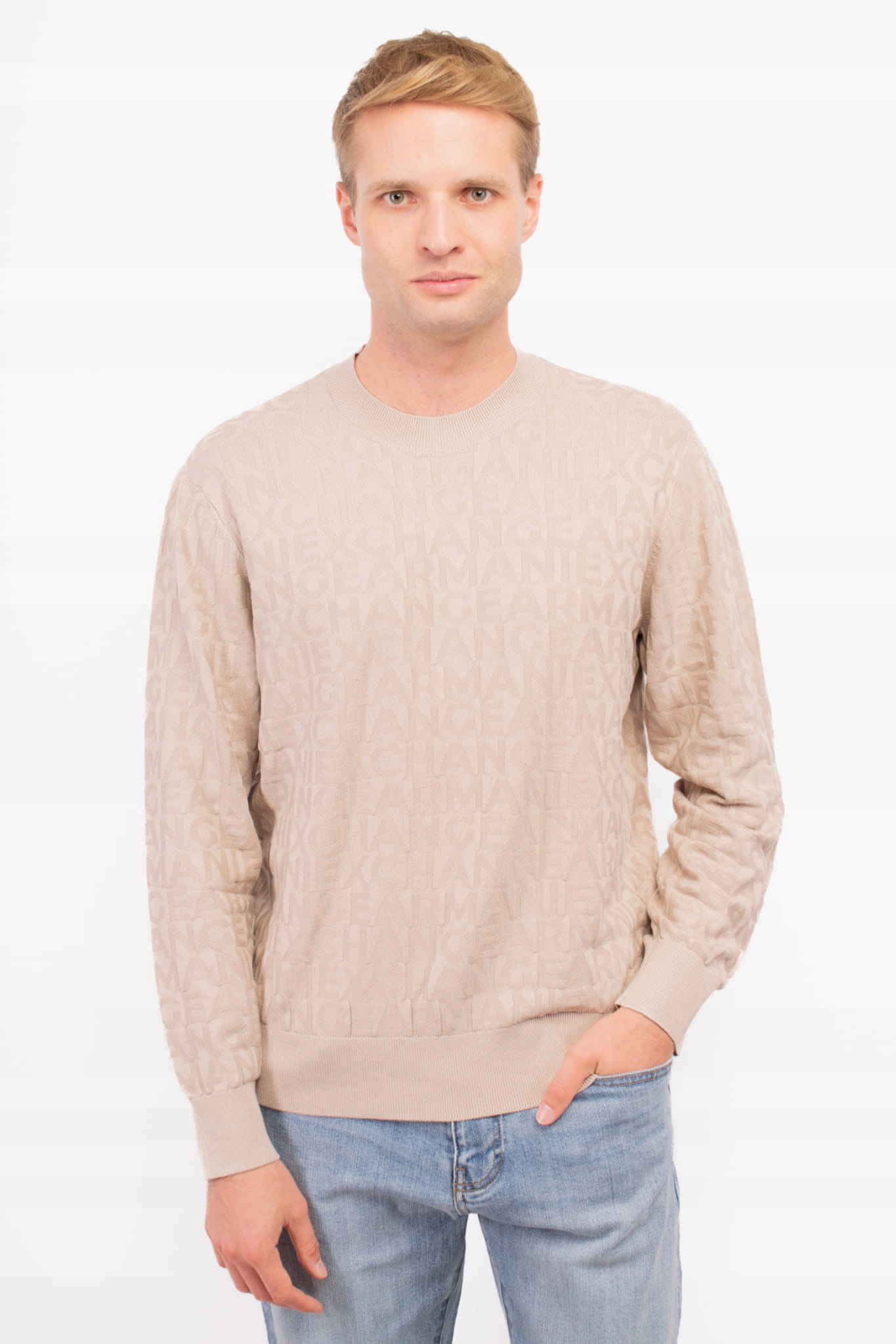 Pánský svetr Armani Exchange 6DZM1R ZM4DZ béžový XXL