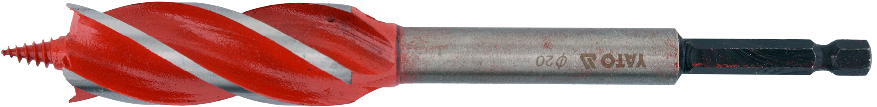 WIERTŁO DO DREWNA 20MM 4-OSTRZOWE HEX STAL HRC Zastosowanie do drewna