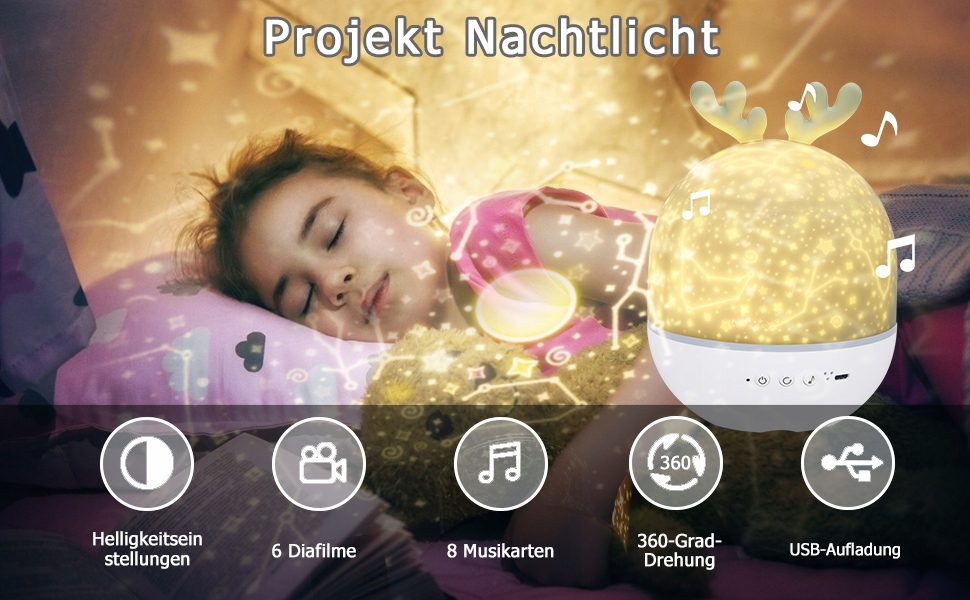 URAQT Lampka Nocna LED Projektor Gwiazd Kosmos — miniatura 10
