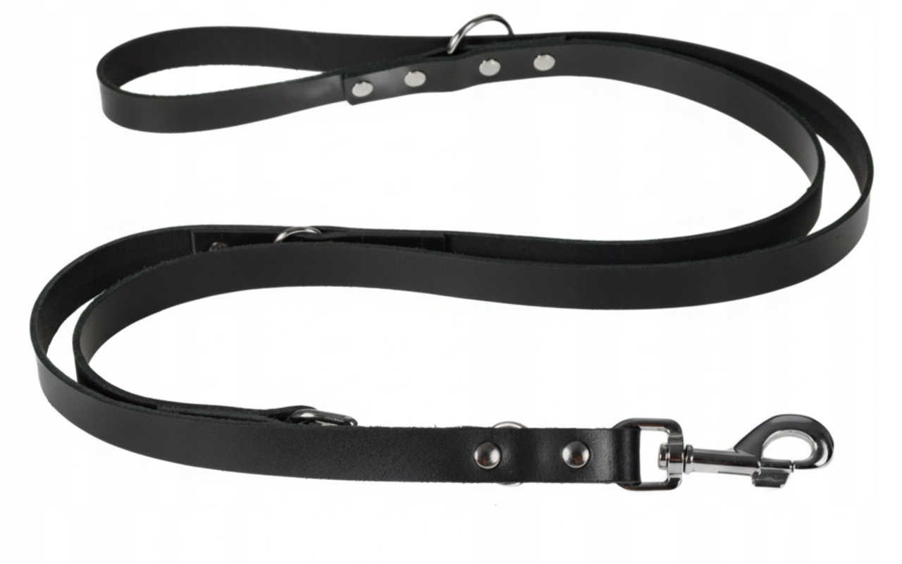 Smycz skórzana regulowana dla psa 24mm/200cm 4 Przepinana