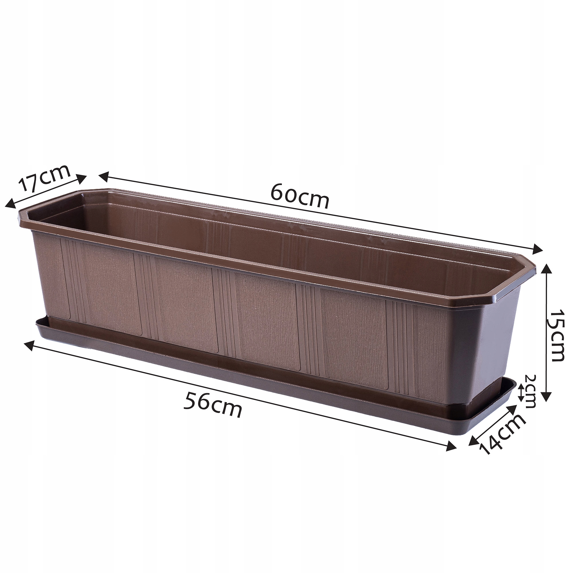 DONICZKA DONICA BALKONOWA + PODSTAWKA 60CM BRĄZ Marka Kadax