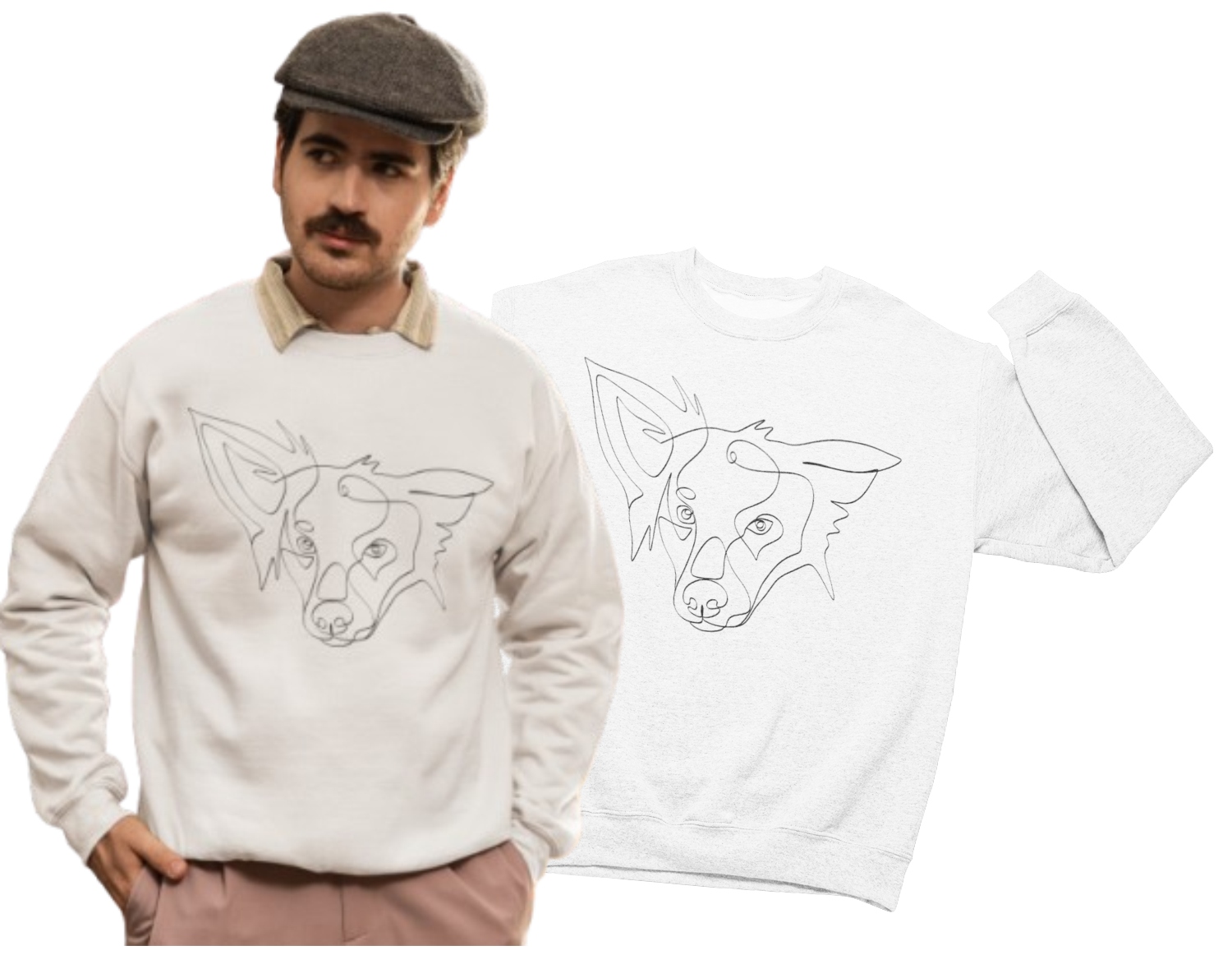 Pánská mikina s potiskem One Line Art Zvířátko Pes Kočka Dárek Narozeniny S