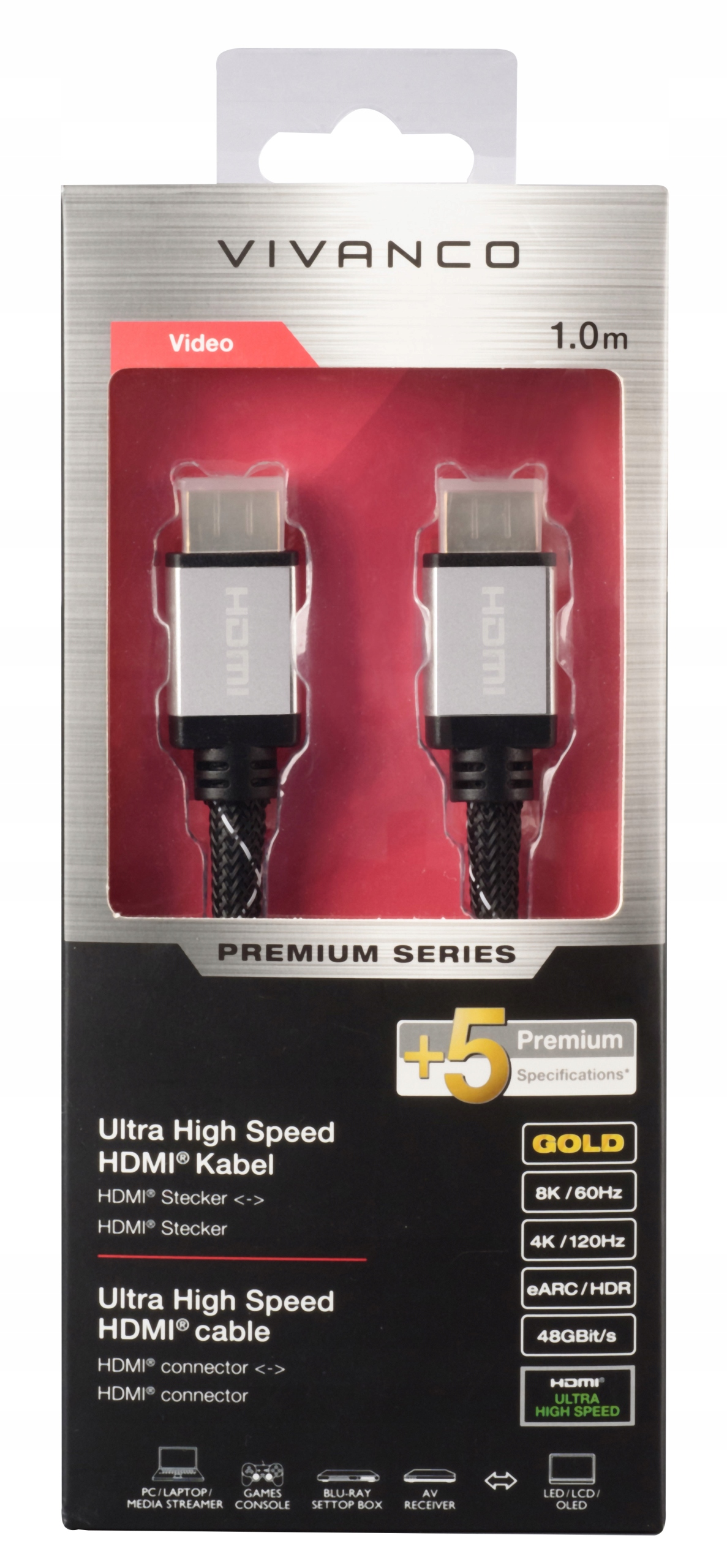 

Hdmi 1m 10K 2.1 eARC 7860x7320p VivancoW-wa