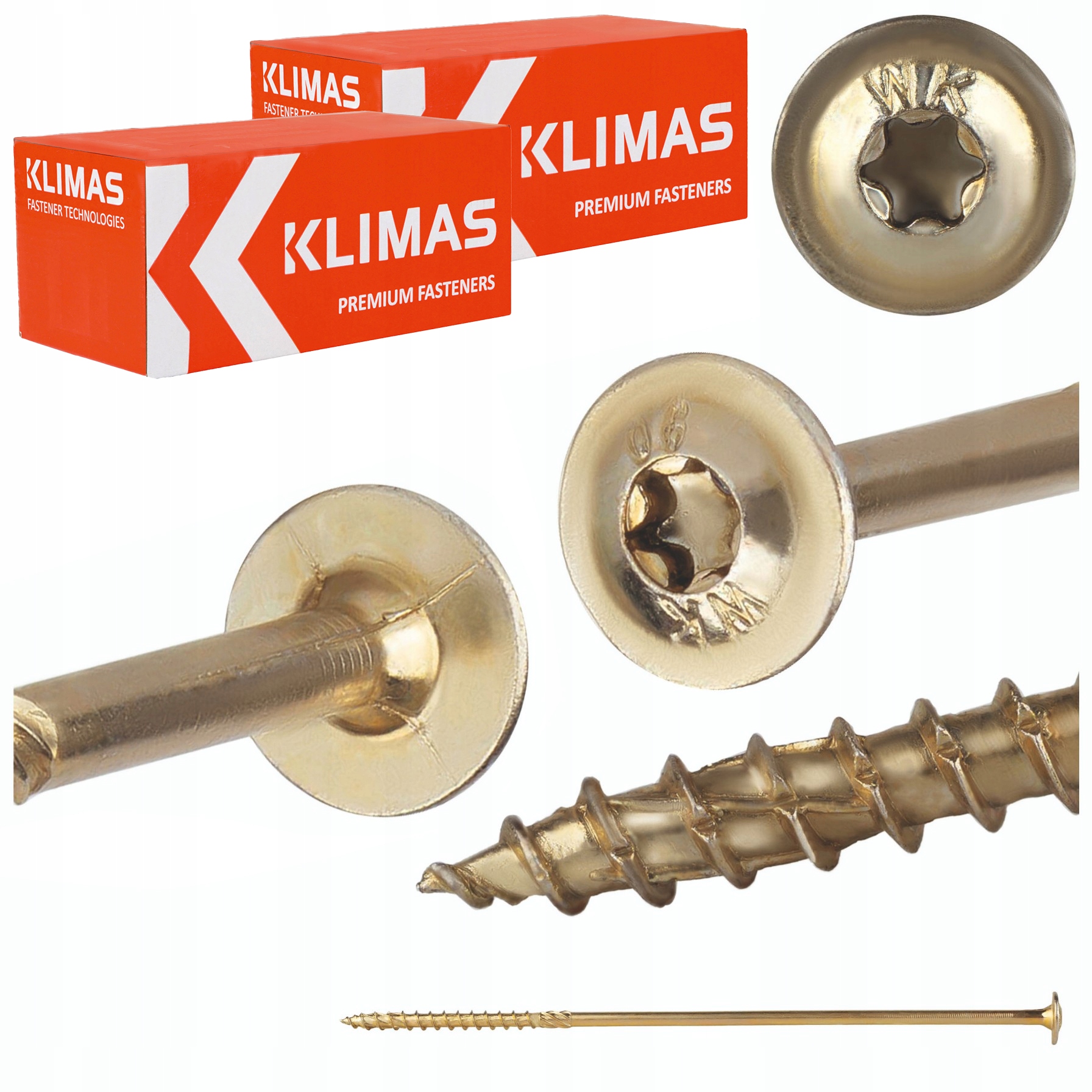 Tesařské vruty Torx 8x280 mm 100 ks talířové na dřevo Klimas Wkcp