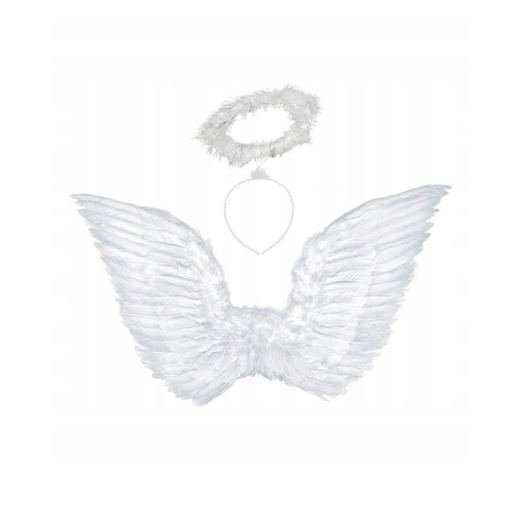ZESTAW ANIOŁA SKRZYDŁA AUREOLA OPASKA ANGEL BIEL