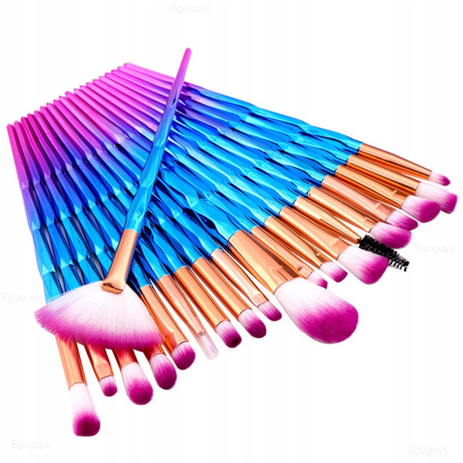 20x PĘDZLE DO MAKIJAŻU UNICORN KOLOROWE DIAMENTOWE