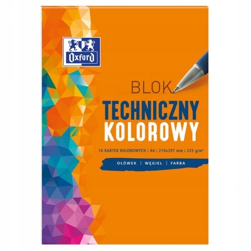 BLOK TECHNICZNY KOLOROWY OXFORD A4 225g/m2 10K
