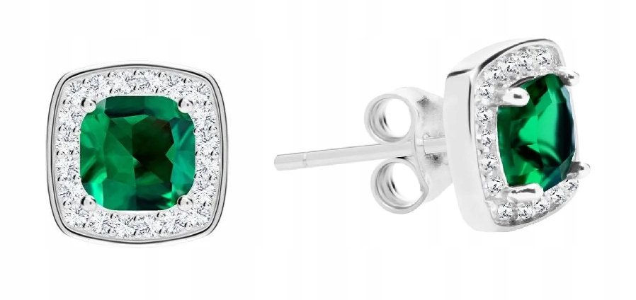 Preciosa Krásné stříbrné náušnice Minas 5313 66 se zeleným kamenem