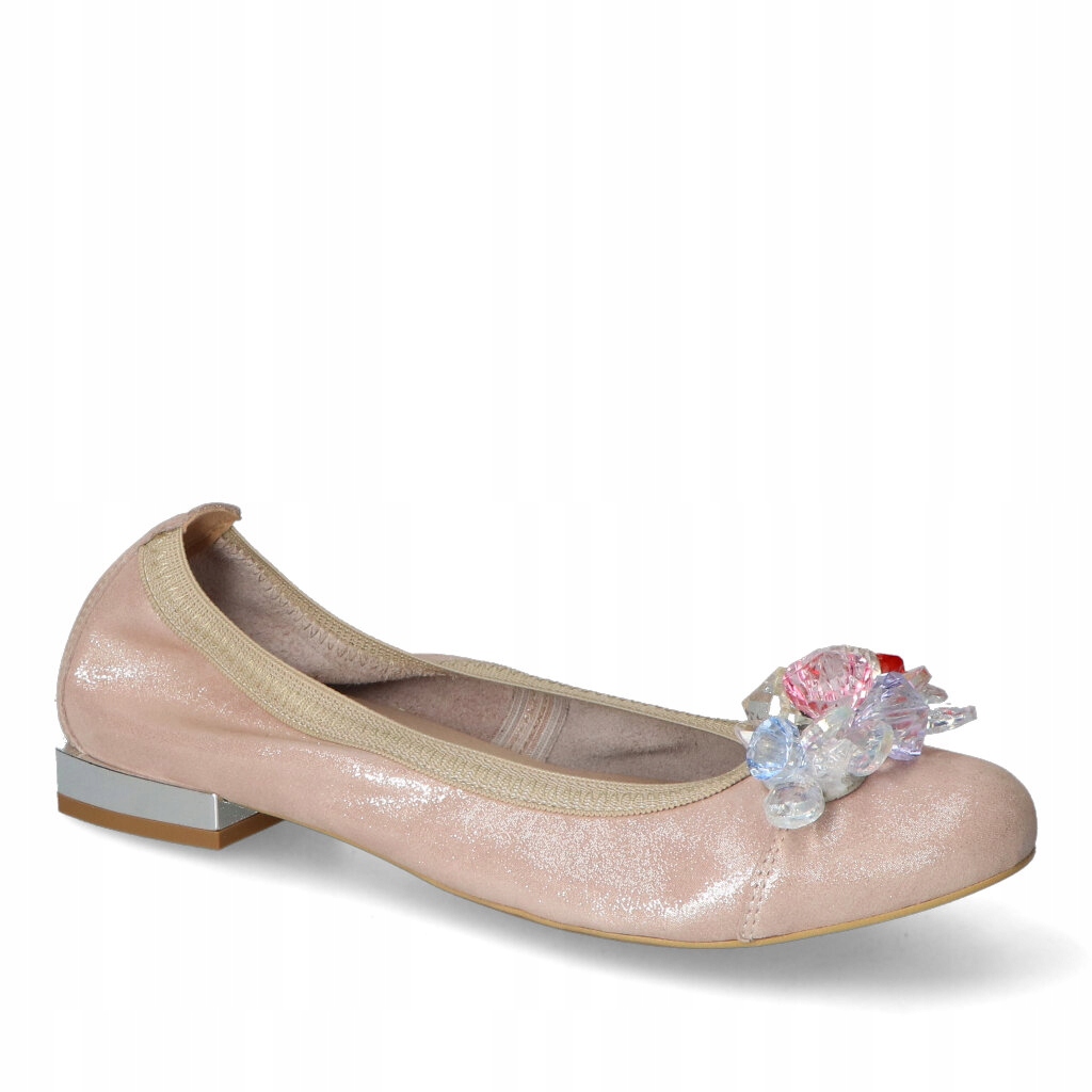 Baleríny Gamis 1402/A89+Kameny růží semiš 40