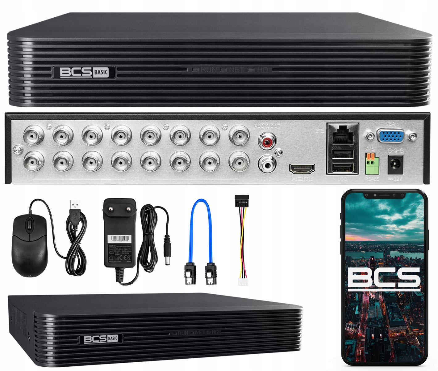 Záznamník Bcs Xvr pro domácí kamery Tvi CVI 16 kanálů BCS-B-XVR1601(2.0)