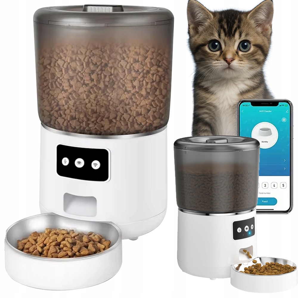 Levně Automatický Podavač Krmiva 4 L S Miskou Z Z Nerezové Oceli Pro Kočky A Psy