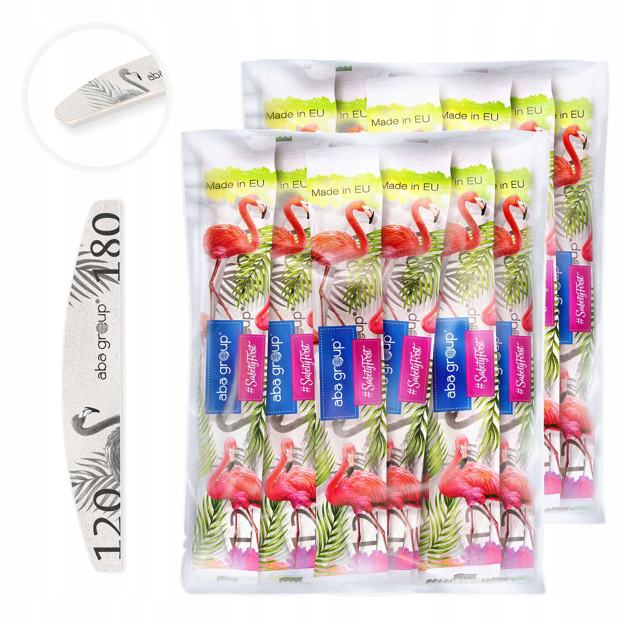 pilník na nehty 120/180 ve fólii Half-moon Slim Aba Group 50 kusů