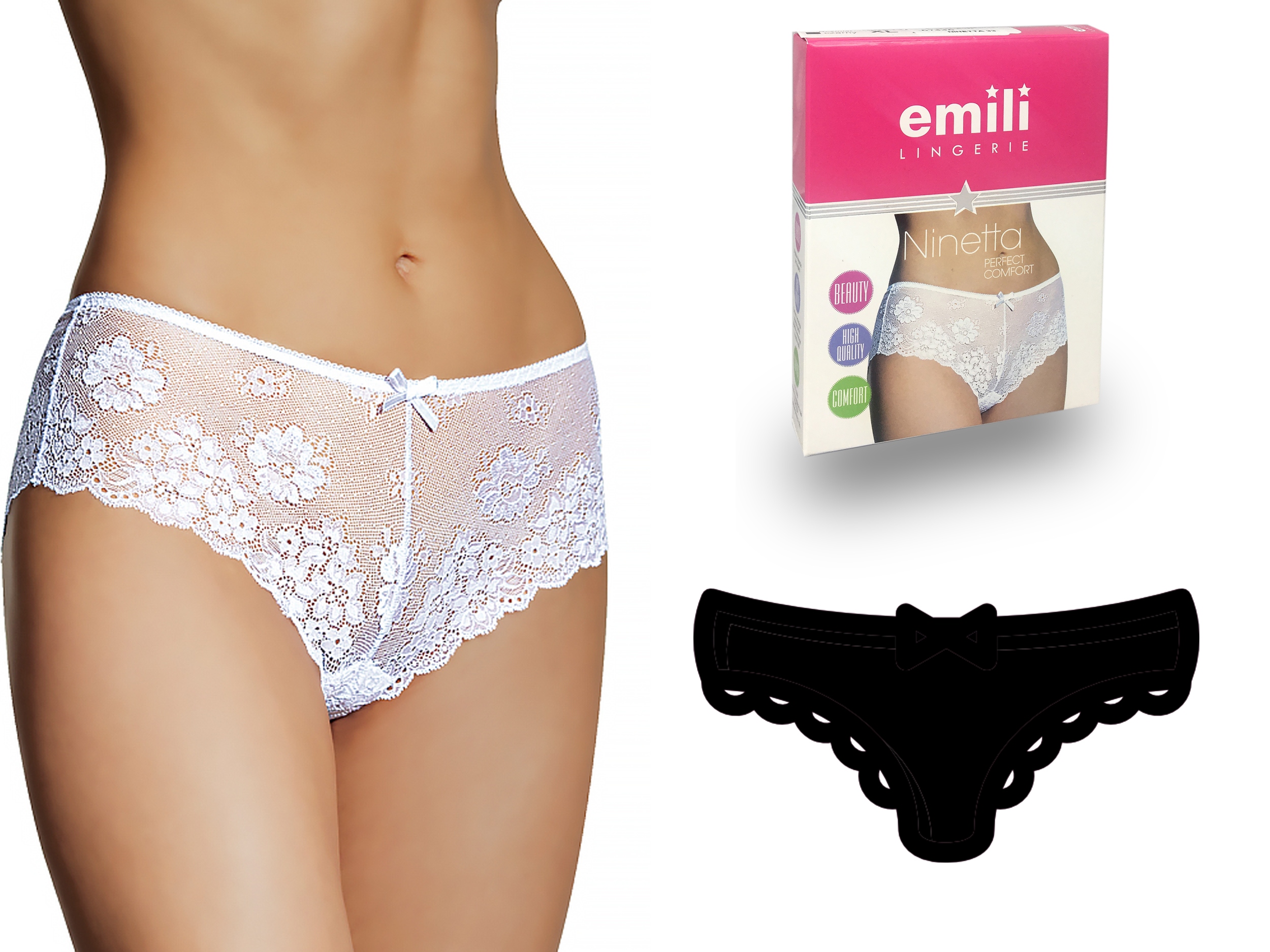 

Ninetta Koronkowe Figi Microfibra Emili czarny XL
