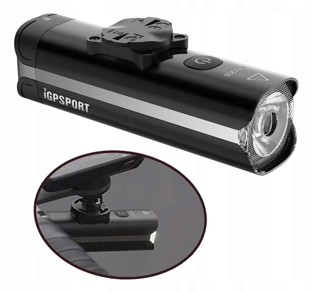 Inteligentní světlo na kolo iGPSport VS1200 s integrovaným držákem M82