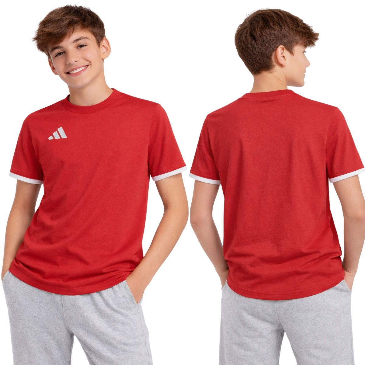 Koszulka Adidas Entrada 26 Junior Bawełniana Czerwona Krótki rękaw 164 cm