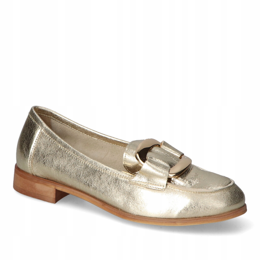 Dámské mokasíny Tuomo Zlaté Lico Kožené s ozdobou 39