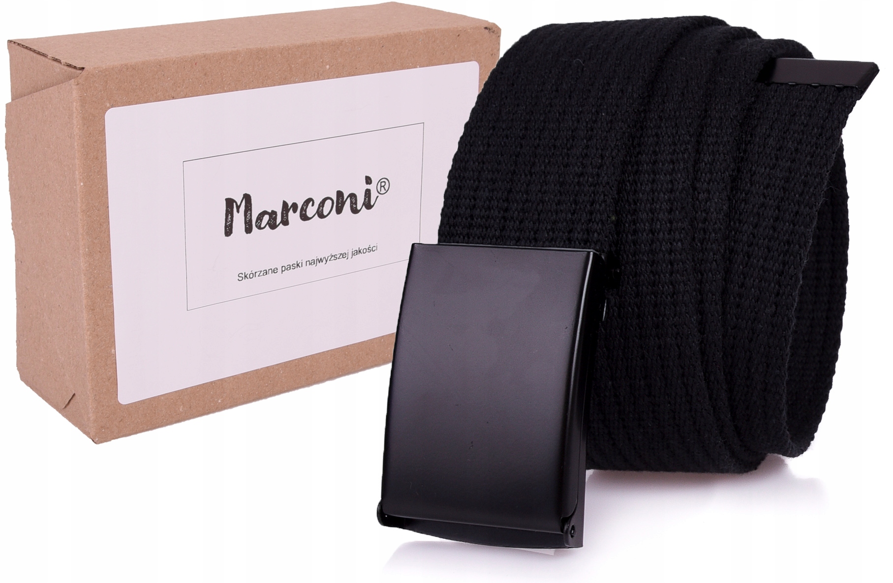 

Bawełniany Pasek 4cm Parciany Jeans Czarny