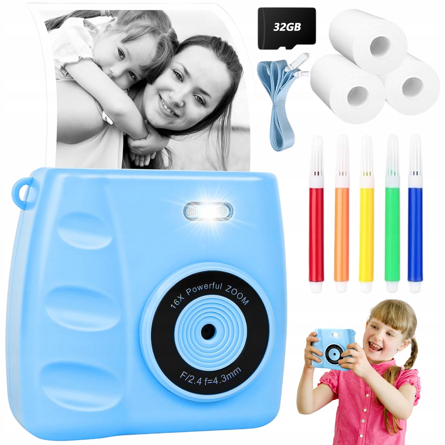 Polaroid Instantní Fotoaparát 2.4" Ips, 1080P, Kreativní Sada