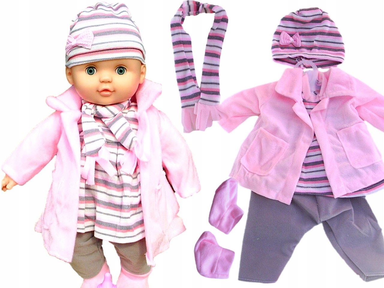 

Ubranko Dla Lalki Płaszczyk, Szalik Czapka Spodnie