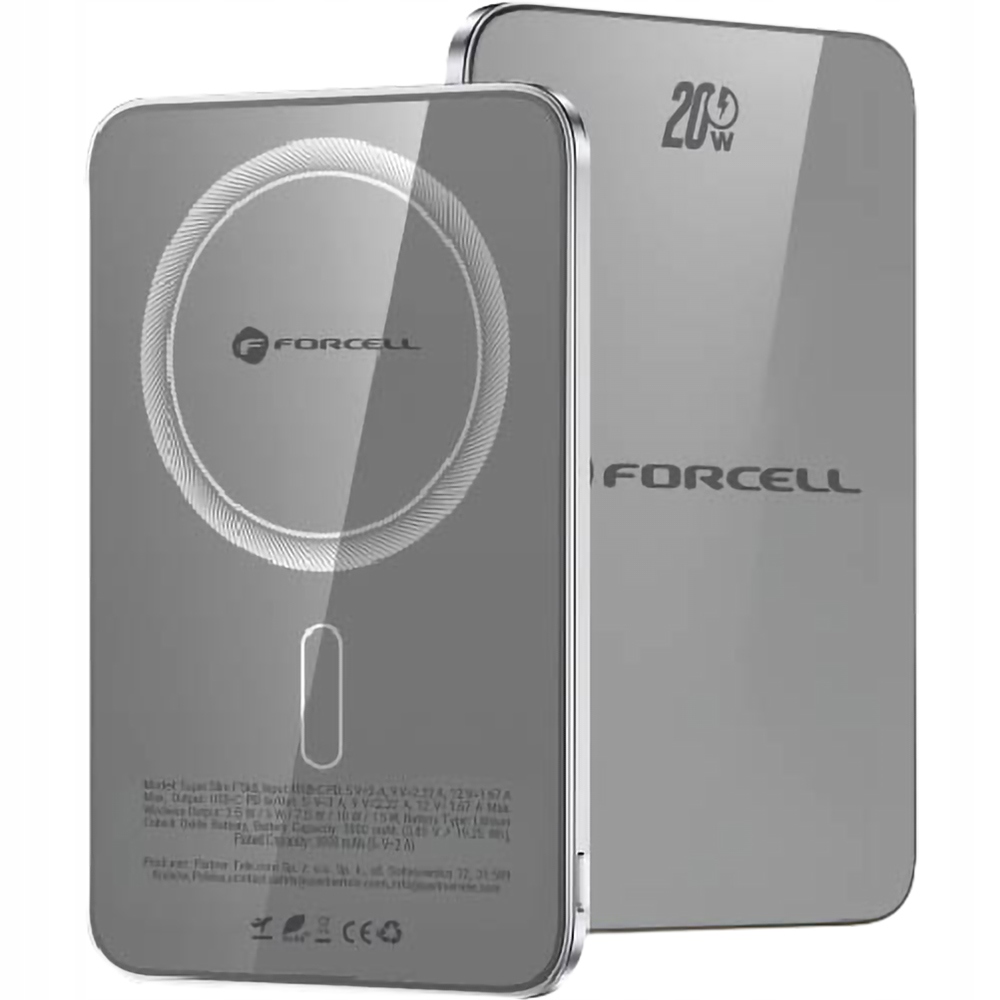 Powerbanka s indukčním nabíjením Qi2, pro MagSafe Forcell, štíhlá a tenká