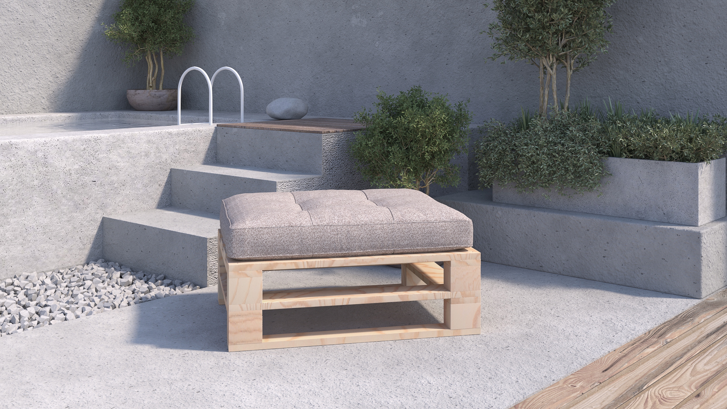 Nábytek z palet 60/60 cm taburet, sada zahradního nábytku (Mpe-P-6/6N)