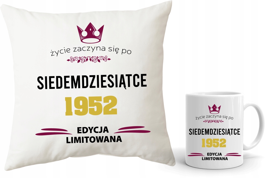 

Poduszka + kubek prezent na 70-te Urodziny 70 Lat