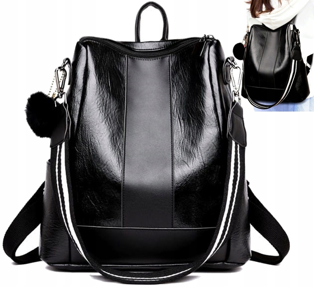 

Skórzany Plecak retro czarny miejski