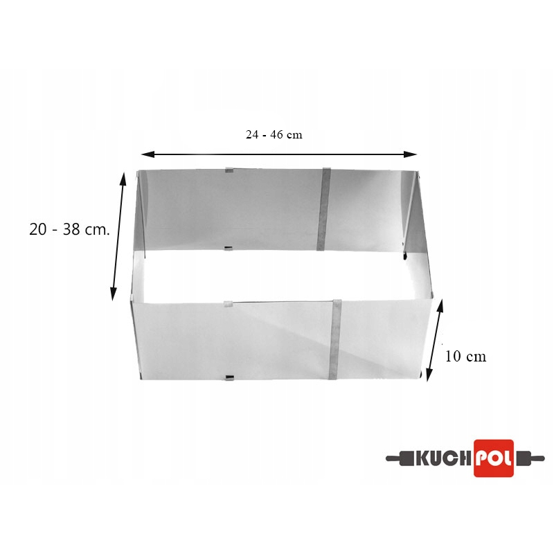 DUŻA FORMA REGULOWANA RANT DO TORTU BISZKOPTU PROSTOKĄT WYS.10 CM Marka inna